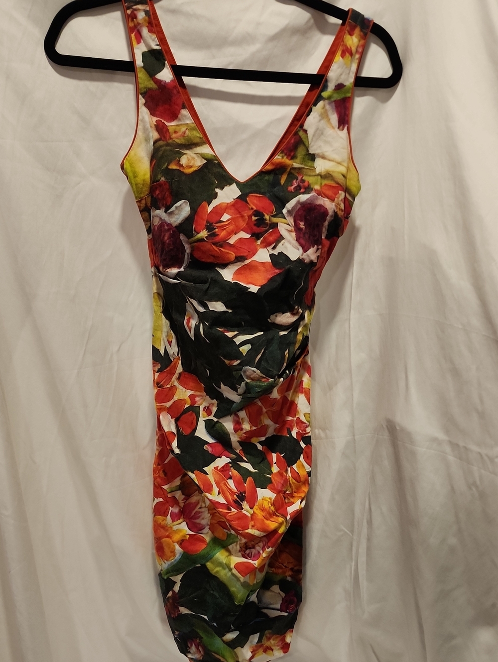 Nicole Miller Artelier Floral V-Neck Bodycon Dress in Multicolor Size 2